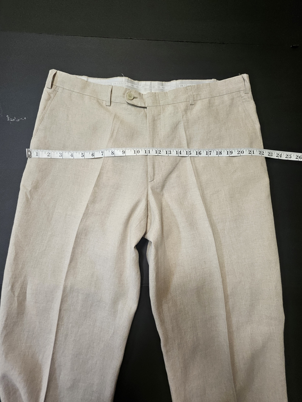 Linea Naturale Luxe Mens NWOT 100% Linen Beige Trousers Made in Italy Size 38 - Picture 10 of 16